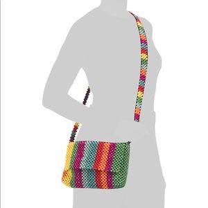 Cynthia Rowley Rainbow Pixel Beaded Striped Crossbody